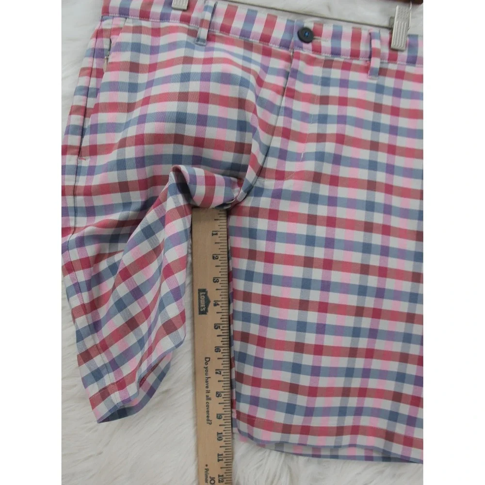 Tommy Bahama Beach Driver Check Shorts Men's 32 Blue Red Performance Golf #1446